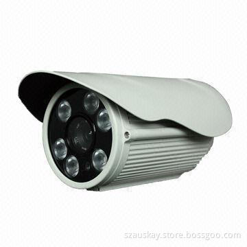 IP Box Camera with 6-piece IR LEDs Night Vision, 1/3-inch CMOS, 800TVL Resolution/Weather-resistant